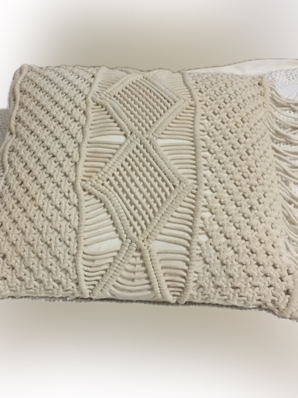 Macrame retro 60’s-70’s throw pillow fringe removable washable Hearth Threshold